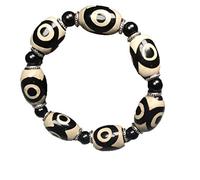 Feng Shui Black Obsidian Wealth Bracelet， Bracelet,Beaded Bracelets, Natural Old Agate Dzi Bead Bracelet