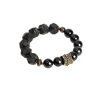 Feng Shui Black Obsidian Wealth Bracelet - Natural Stretch Beaded Bracelet for Luck & Prosperity for Men & Women(Hand circumference 16~16.5cm)
