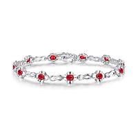 Feng Shui Bracelet 18K White Gold for Women, Chain Bracelets Women Flower Shape with Ruby 2ct 2.2ct Bracelet 17CM