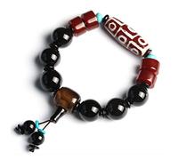 Feng Shui Bracelet,Agate Bracelet Feng Shui Buddhism Wealth Bracelet Carnelian Nine Eyes Dzi Bead Charm Bangle Jewelry Chakra Carnelian Bracelet for Money Postivity Talisman Warding-off Evil