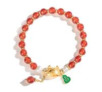 Feng Shui Bracelet,Crystal Bracelet Golden Dumpling Dragon Gourd Charm Quartz Bracelet Strong Talisman for 2024 Year of Dragon Zodiac Feng Shui Wealth Bracelet Chakra Amulet(Grey Agate)