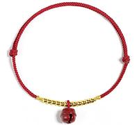 Feng Shui Bracelet,Feng Shui Anklet Red String Ankle Bracelet Cinnabar Bell Pendant Lucky Charm Bracelet Handmade Cord Foot Bracelet Adjustable Fortune Amulet Jewelry Women Anklet(Black)