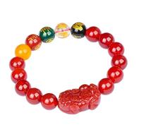 Feng Shui Bracelet,Feng Shui Crystal Bracelet Five Gods of Wealth 5 Elements Pixiu Charm Bracelet Quartz Chakra Gems Quartz Money Lucky Pi Yao Amulet (Red)