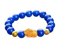 Feng Shui Bracelet,Feng Shui Pixiu Wealth Bracelet Rare Pure Royal Blue Carnelian Agate Chakra Gemstone Quartz Beads Attract Money Creativity Luck Fortune Talisman Peace Prospertity(10mm)