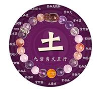 Feng Shui Bracelet for Good Luck Energy Wealth -Five Elements Pi Xiu Natural Purple Crystal Gemstone Spiritual Evil Eye -Elastic Nergy Bangle -for Women Men Fashion Strand Jewelry Friendship Gife 五行 土