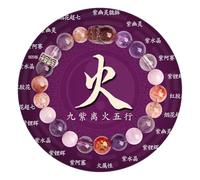 Feng Shui Bracelet for Good Luck Energy Wealth -Five Elements Pi Xiu Natural Purple Crystal Gemstone Spiritual Evil Eye -Elastic Nergy Bangle -for Women Men Fashion Strand Jewelry Friendship Gife 五行 火