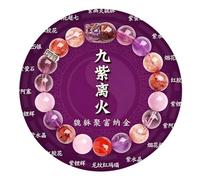 Feng Shui Bracelet for Good Luck Energy Wealth -Five Elements Pi Xiu Natural Purple Crystal Gemstone Spiritual Evil Eye -Elastic Nergy Bangle -for Women Men Fashion Strand Jewelry Friendship Gife 五行