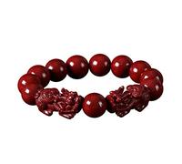 Feng Shui Bracelet Good Luck Bracelet Feng Shui Cinnabar for Luck Wealth Elasticity Taliman 0.47 inch.