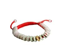 Feng Shui Bracelet, Jade Bracelet Level A Fei Cui Bangle Wealth Lucky Ancient Coins String Red Cord Amulet Crystal Donut Talisman Prosperity Luck Money