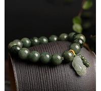 Feng Shui Bracelet,Jade Bracelet Wealth 7A Fei Cui Jade Bangle Green Chakra Crystal Lucky Charm Talisman Amulet for Love Money Luck Warding-Off The Evil
