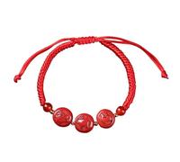 Feng Shui Bracelet, Natural Cinnabar Carved Zodiac Animals Lucky Charm Hand Woven Rope Red String Adjustable Bracelet Amulet for Natal Year Luck Money,Pig Rabbit Goat,Jade (Color : Pig Rabbit Goat_Ag