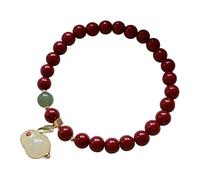 Feng Shui Bracelet Red Agate/Cinnabar Crystal Bracelet Hare Bunny Charm Talisman Hare Vintage Chinese Wealth Bracelet Red S Natural Stone Bracelet Prosperity Luck Money,Red cinnabar/2015, 21213