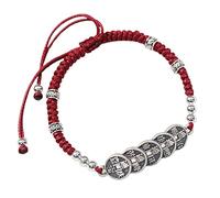 Feng Shui Bracelet,Silver Wealth Bracelet Five Emperors Coin Feng Shui Bracelet Chinese Red Cord Bracelet Antique Silver Lucky Wealthy Amulet Ancient Coin Charm Talisman Against Evil for Prosperity Mo