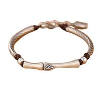 Feng Shui Bracelet Sterling Silver Bracelet Antique Silver Bamboo Charm Bracelet Adjustable Cicada Pendant Vacation Jewelry for Women Talisman Good Luck Bracelet Amulet Attract Wealth Wrist decoration