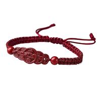 feng Shui Bracelet, Wealth LuckyNatural Cinnabar Coin Ornament BraidLucky Charms Crystal Love Bangle Jewelry Ward Off Evil Spirits