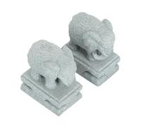 Feng Shui bracket light 2 Pairs Small Object Ornament Solar Animals Succulent Terrarium Outdoor Cement Statues Urn Outdoor Sculpture Animal Garden Ornaments Figurines Elephant Light Grey Sandstone