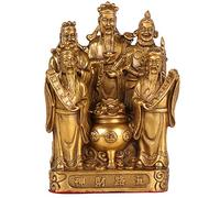 Feng Shui Brass Statue God of Wealth Ornament Five Ways of Wealth Sculpture Wealth Prosperity Figurines Home Decor Housewarming Congratulatory Gift,Brass