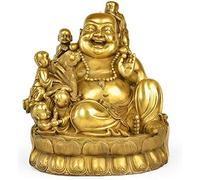 Feng Shui Brass Statue Laughing Buddha Ornament Maitreya Buddha Figure Home Office Decoration, The Best Housewarming Gift,Brass