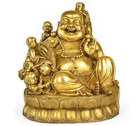Feng Shui Brass Statue Laughing Buddha Ornament Maitreya Buddha God of Wealth Figure Home Office Decoration, The Best Housewarming Gift,Brass