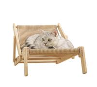 Feng Shui， Cat Crab Relax Chair, Cat Hammock with Scratching Capability, Multifunctional Claws Cutting Tools, Sturdy Wooden Pet Accessories for Small Medium and Large Kittens