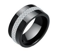Feng Shui， Ceramic Rings for Women, Wedding Ring for Women Size L to T White Ring 10mm with Zircon