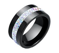 Feng Shui， Ceramic Rings for Women, Wedding Ring for Women Size L to T White Ring 10mm with Zircon