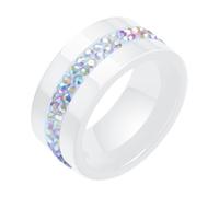 Feng Shui， Ceramic Rings for Women, Wedding Ring for Women Size L to T White Ring 10mm with Zircon