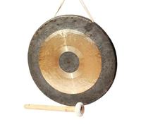 Feng Shui Chau Gong with Round Hammer, Traditional Chinese Drummer Gong for Meditation and Music, Large Decorative Sound Instrument for Home and Office