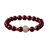 Feng Shui Cinnabar Amulet Bracelet for Good Luck - Natural Hetian Jade & Crystal Beads - 8mm Stretchy Gemstone Bracelet for Wealth and Prosperity(Purple)