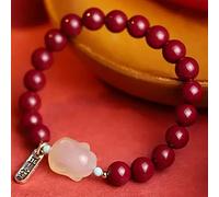 Feng Shui Cinnabar Crystal Animal Rabbit Charm Silver Good Luck Amulet Reiki Crystal Chakra Stones Talisman Women Girls Red