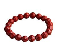 Feng Shui Cinnabar Crystal Stone Six-Character Mantra Beads 10mm Good Luck for Women Men Wealth Amulet Reiki Crystal Quartz