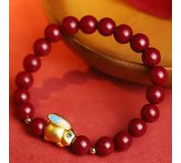 Feng Shui Cinnabar Quartz Animal Rabbit Charm Talisman Natural Gemstone Vintage Wealth Amulet Quartz Crystal Women Men,8mm