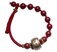 Feng Shui Cinnabar Stone Bracelet - Handmade Red String Amulet with Pure Silver Accents for Good Luck and Wealth - Adjustable 8mm Beaded Talisman for Unisex