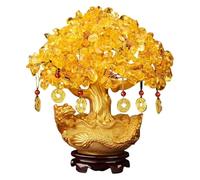 Feng Shui Citrine Quartz Crystal Money Tree,Yellow Quartz Money Tree For DIY Tabletop Home Office Store Decorations