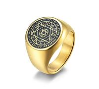 Feng Shui Constellation Patron Saint Star of David Amulet Titanium Steel Men's Rings Punk Hip hop for Man Boyfriend Jewelry Creativity Gift
