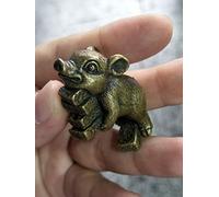 Feng Shui Copper pig small Ornaments brass Moving brick piglet inserted Hand Piece micro-carved Copper art tea Ceremony