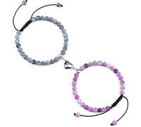 Feng Shui Couple Bracelets 2pcs Attraction Magnet Natural Weathered Stone Onyx Bracelet for Lover Bangles Gift