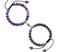 Feng Shui Couple Bracelets 2pcs Attraction Magnet Natural Weathered Stone Onyx Bracelet for Lover Bangles Gift