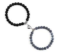 Feng Shui Couple Bracelets 2pcs Attraction Magnet Natural Weathered Stone Onyx Bracelet for Lover Bangles Gift