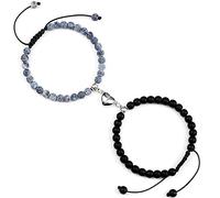 Feng Shui Couple Bracelets 2pcs Attraction Magnet Natural Weathered Stone Onyx Bracelet for Lover Bangles Gift