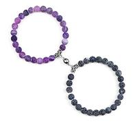 Feng Shui Couple Bracelets 2pcs Attraction Magnet Natural Weathered Stone Onyx Bracelet for Lover Bangles Gift