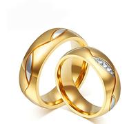 Feng Shui， Couple Rings Set Promise Rings, Gold Ring with Cubic Zirconia Stainless Steel Anniversary Rings Customizable