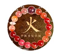 Feng Shui Crystal Bracelet for Good Luck Money Wealth Natural Healing Stone Beaded Chakra Bangle Protection Spiritual Jewelry Evil Eye Stretch Elastic Gemstone Women Men Positive Energy Gife -火 Huo