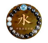 Feng Shui Crystal Bracelet for Good Luck Money Wealth Natural Healing Stone Beaded Chakra Bangle Protection Spiritual Jewelry Evil Eye Stretch Elastic Gemstone Women Men Positive Energy Gife -水 Shui
