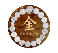 Feng Shui Crystal Bracelet for Good Luck Money Wealth Natural Healing Stone Beaded Chakra Bangle Protection Spiritual Jewelry Evil Eye Stretch Elastic Gemstone Women Men Positive Energy Gife -金 Jin