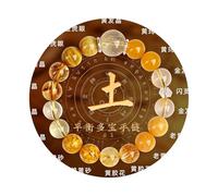 Feng Shui Crystal Bracelet for Good Luck Money Wealth Natural Healing Stone Beaded Chakra Bangle Protection Spiritual Jewelry Evil Eye Stretch Elastic Gemstone Women Men Positive Energy Gife -土 Tu