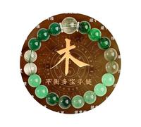 Feng Shui Crystal Bracelet for Good Luck Money Wealth Natural Healing Stone Beaded Chakra Bangle Protection Spiritual Jewelry Evil Eye Stretch Elastic Gemstone Women Men Positive Energy Gife -木 Mu