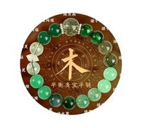 Feng Shui Crystal Bracelet for Good Luck Money Wealth Natural Healing Stone Beaded Chakra Bangle Protection Spiritual Jewelry Evil Eye Stretch Elastic Gemstone Women Men Positive Energy Gife -木 Mu