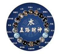 Feng Shui Crystal Bracelet for Women Men Black Onyx Moonstone Citrine God Of Wealth Five Elements Bracelets Natural Stone Bracelet Spiritual Evil Eye Anxiety and Stress Relief Healing Lucky Jewelry