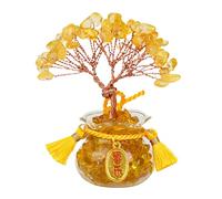 Feng Shui Crystal Money Tree with Stone Tree, Citrine | Crystal Stone Tree Bonsais Decorations for Wealth and Luck with Feng Shuis Ornament for Housewarmings Present